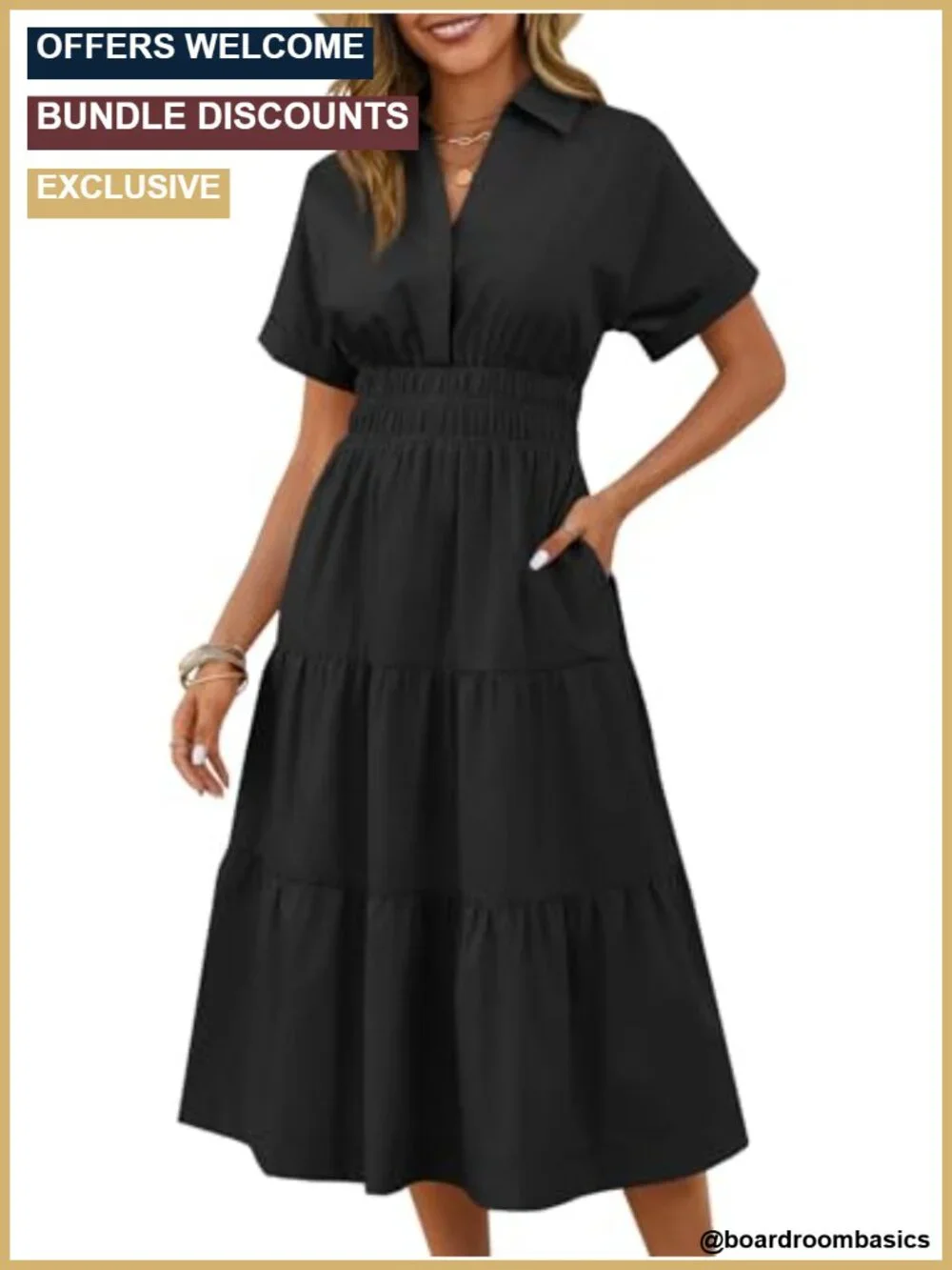 Women's V Neck Short Sleeve Maxi Dress with Pockets